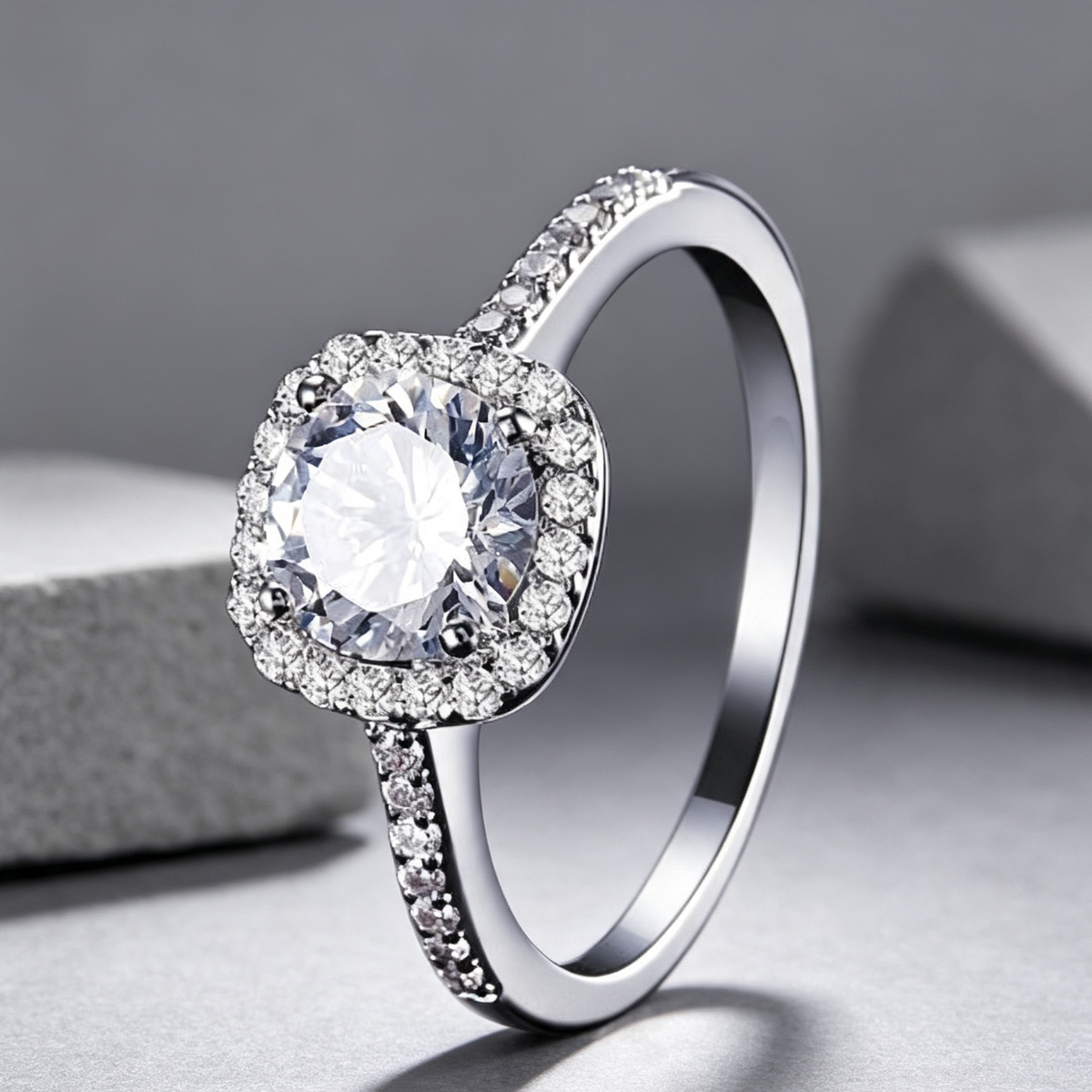 Wedding Rings for Women Silver Color Jewelry Luxury Rings Engagement Square Bague Cubic Zirconia