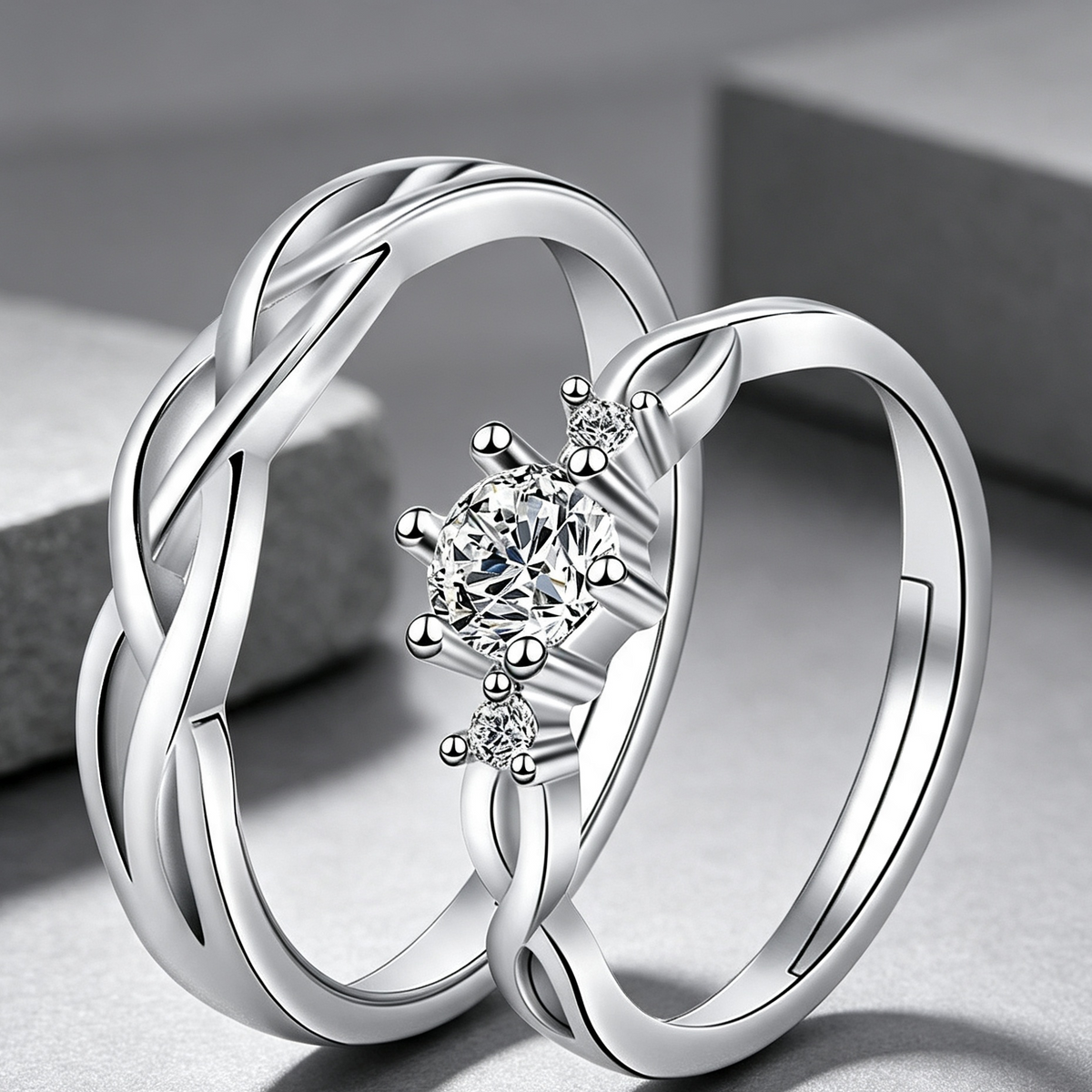Moissanite Couple Engagement Rings