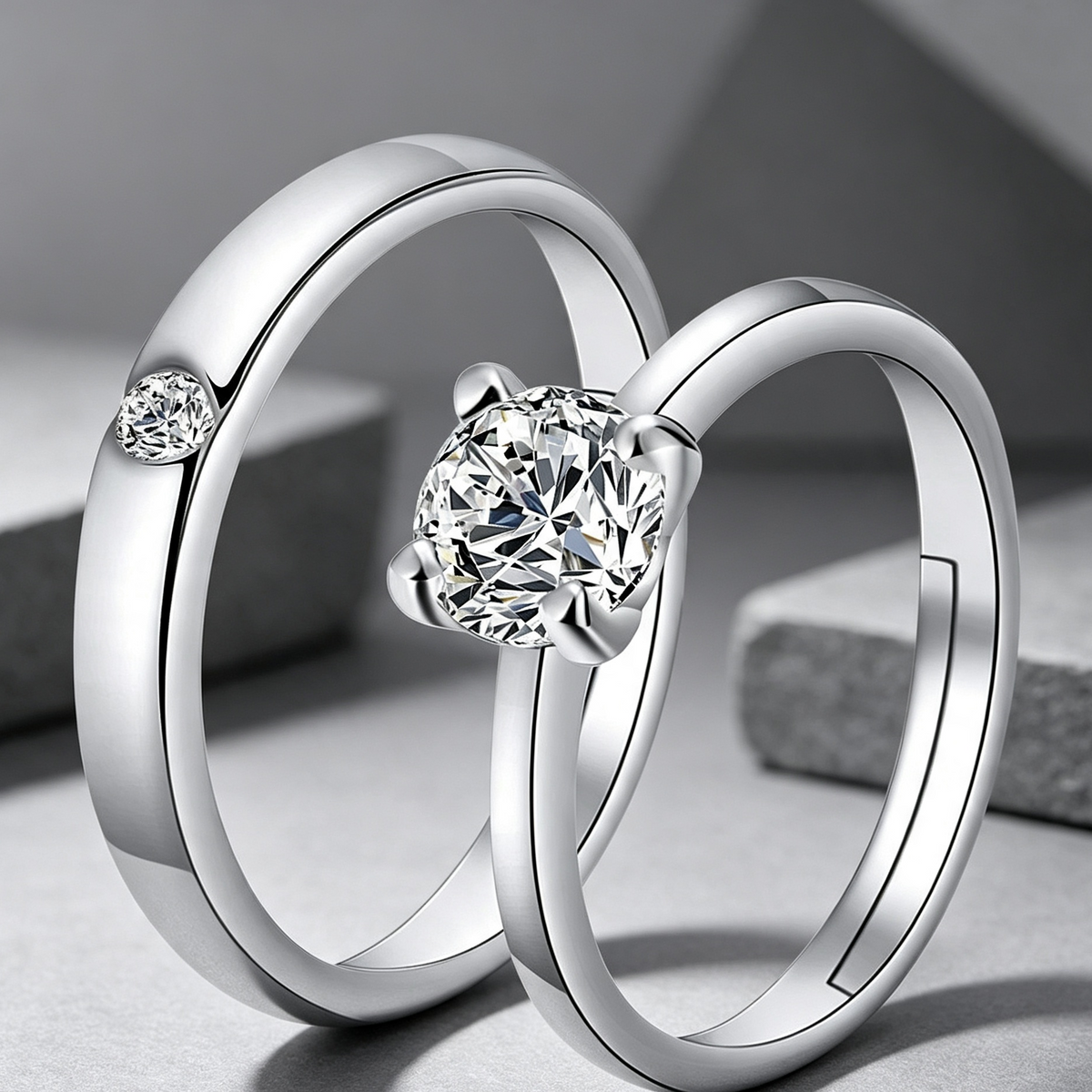 Moissanite Couple Engagement Rings