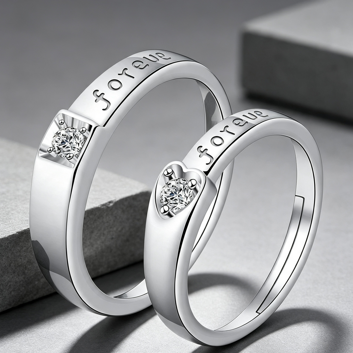 Moissanite Couple Engagement Rings