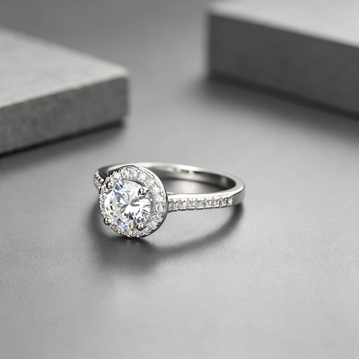 Micro Inlaid AAA Zircon White Gold Diamond Ring