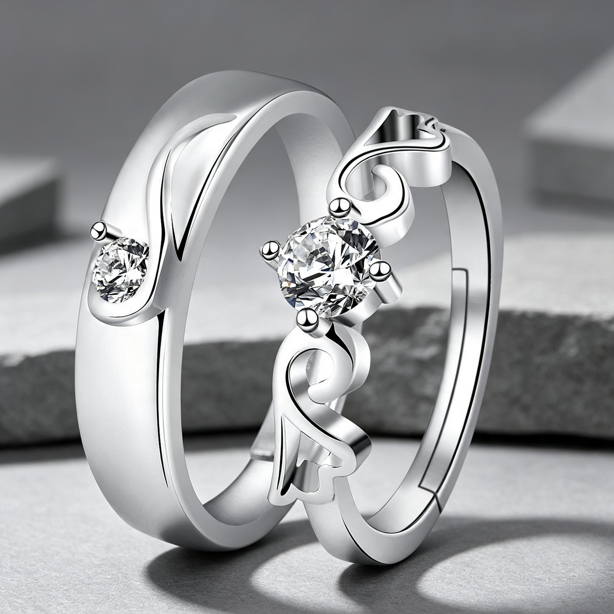 Moissanite Couple Engagement Rings