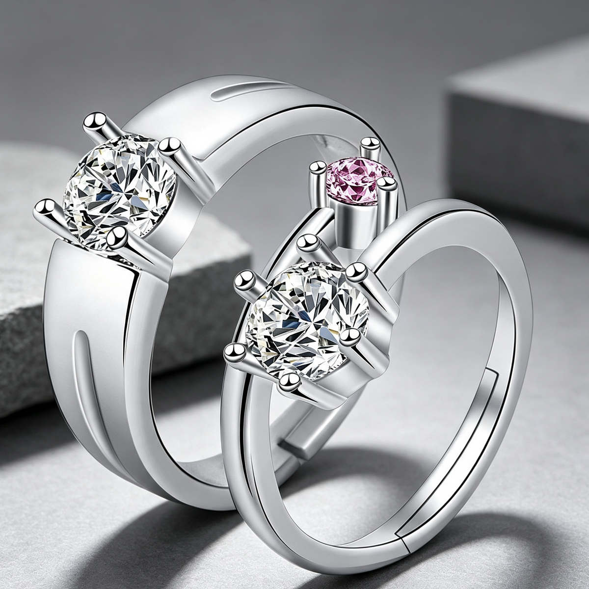 Moissanite Couple Engagement Rings