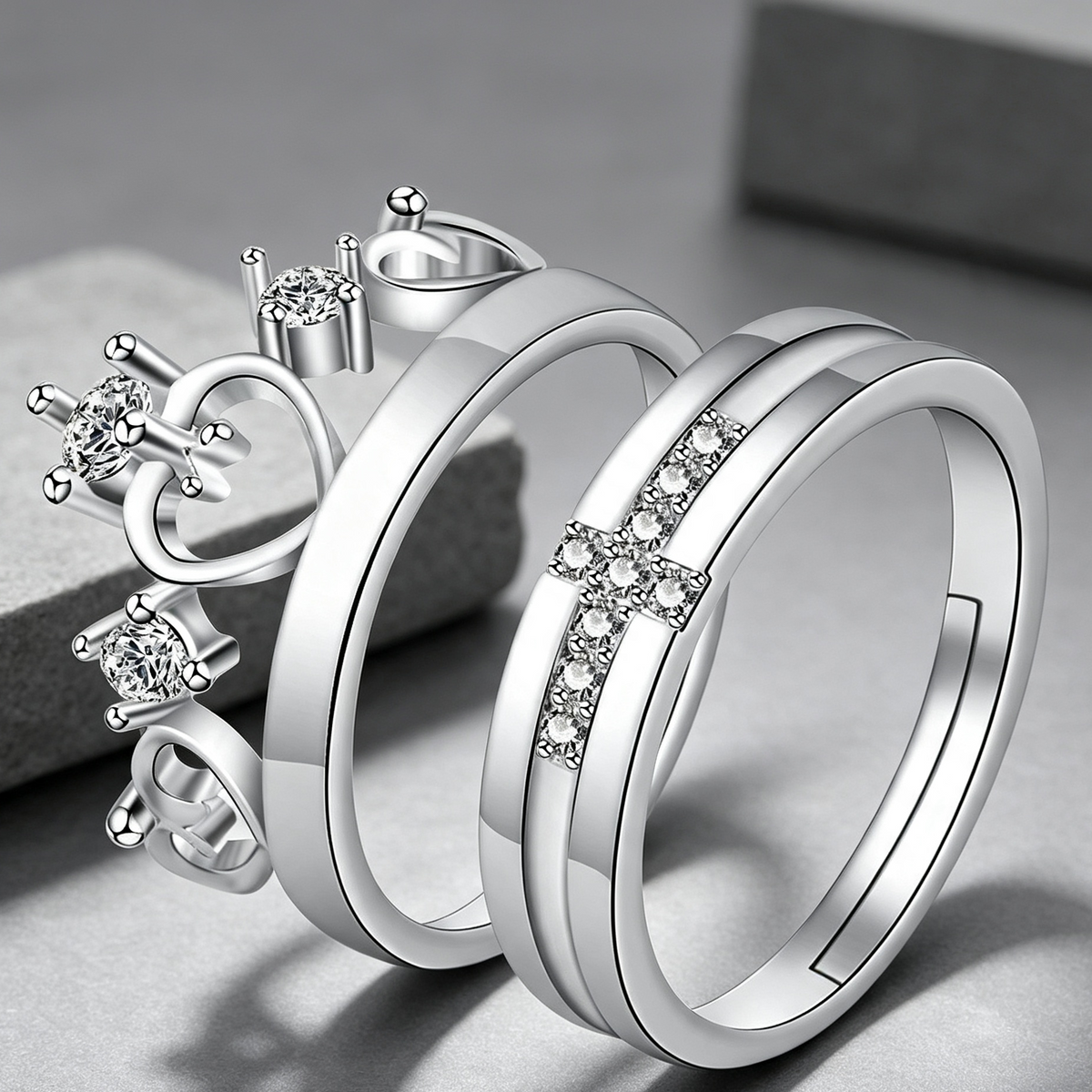 Moissanite Couple Engagement Rings