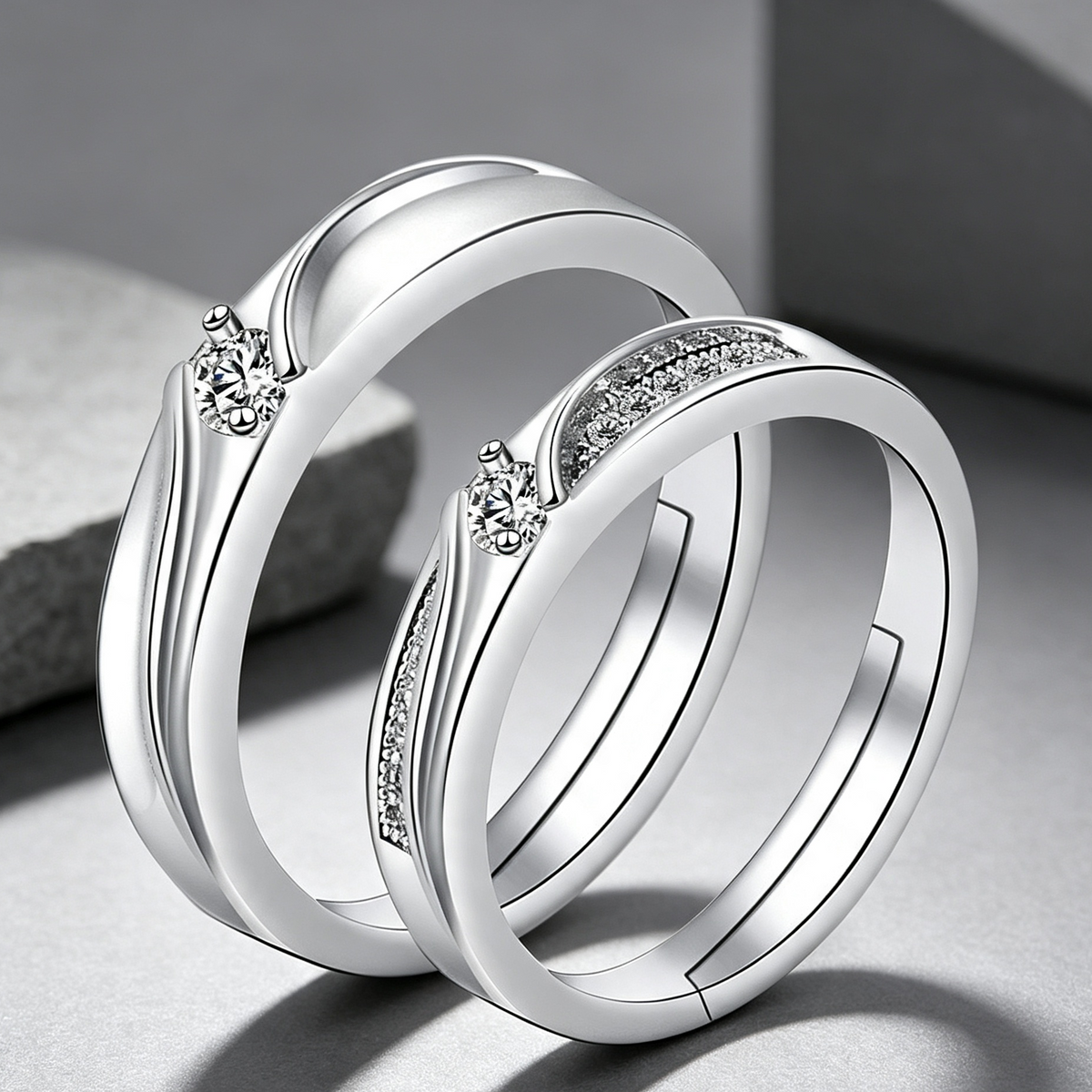 Moissanite Couple Engagement Rings