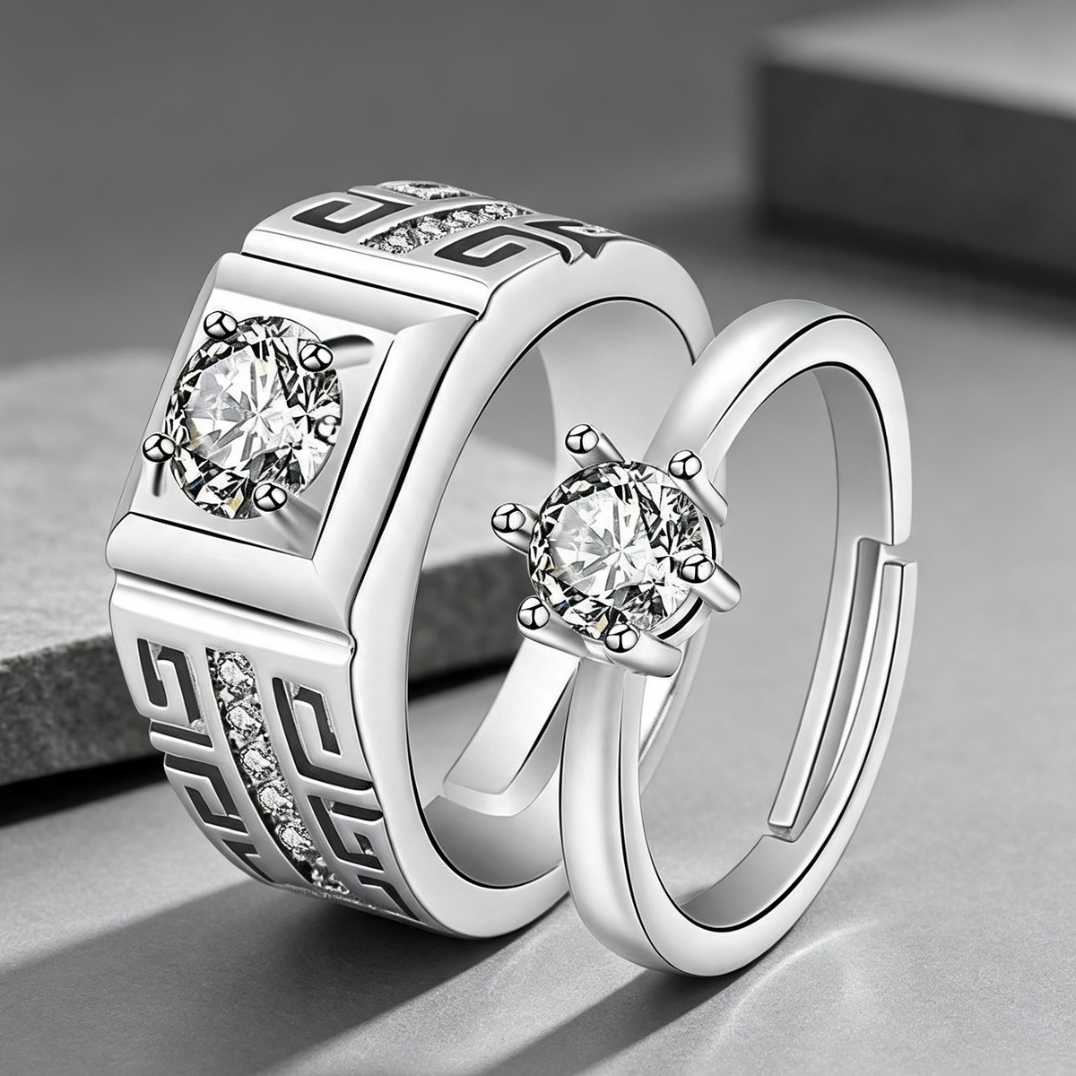 Moissanite Couple Engagement Rings