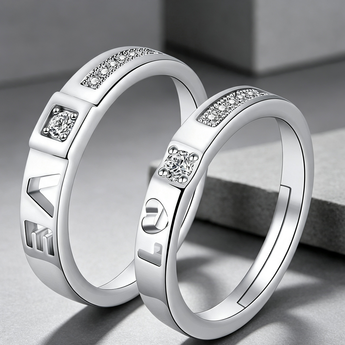 Moissanite Couple Engagement Rings