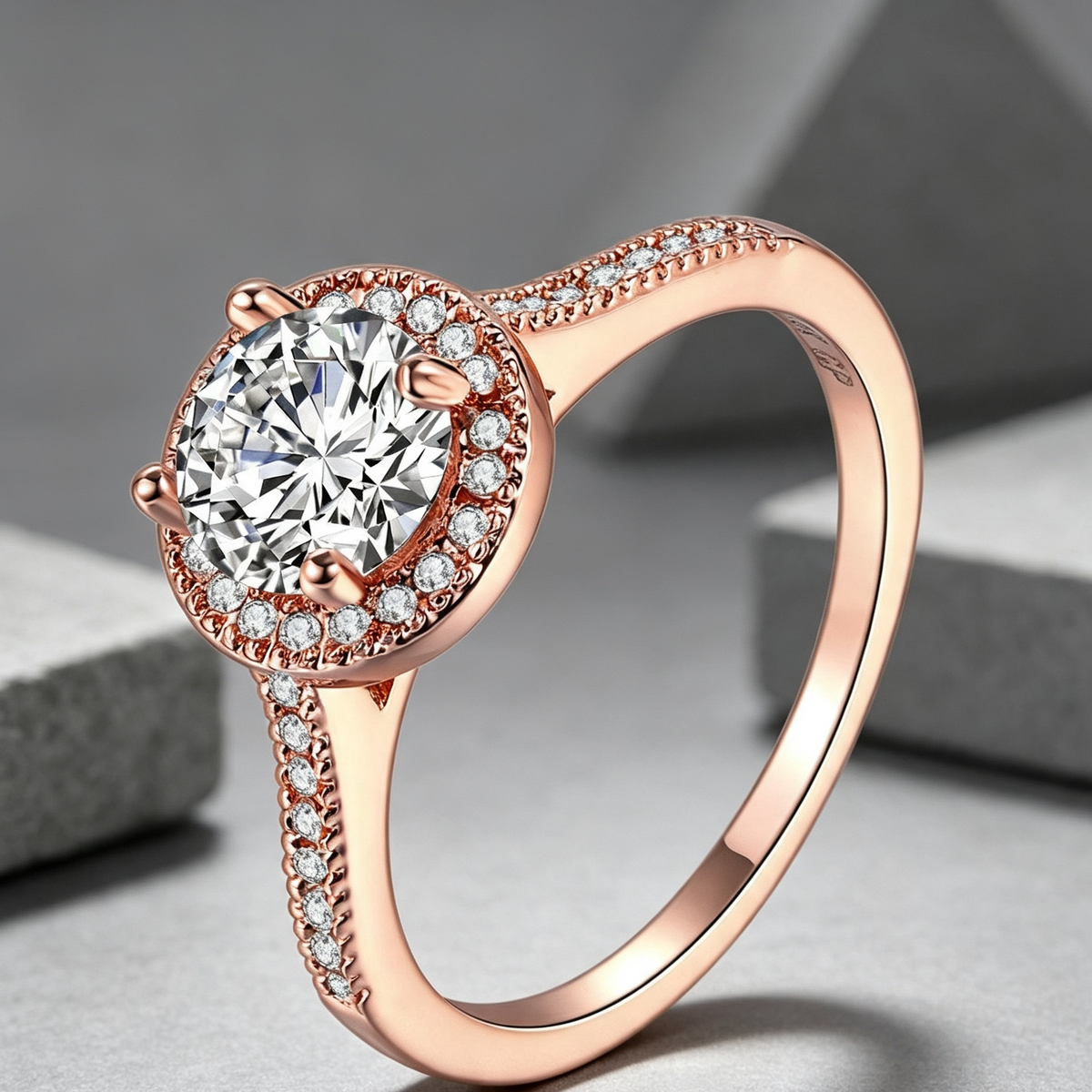 Micro Inlaid AAA Zircon White Gold Diamond Ring