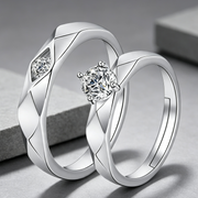 Moissanite Couple Engagement Rings