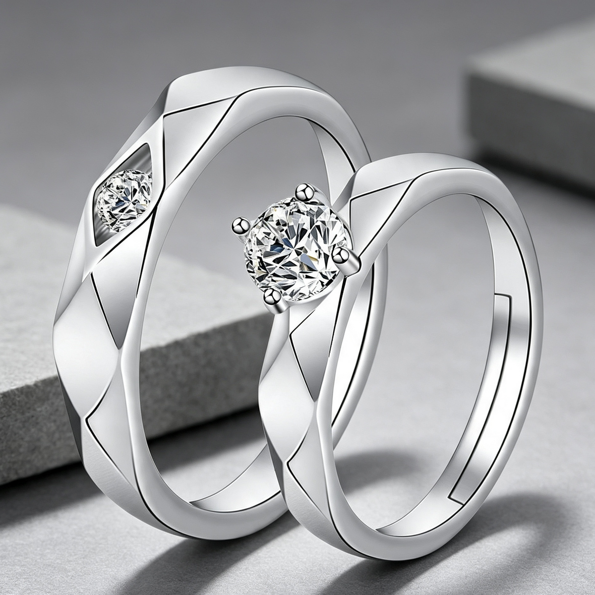 Moissanite Couple Engagement Rings