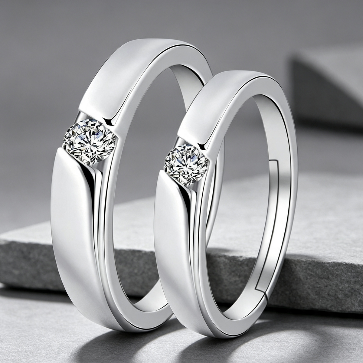 Moissanite Couple Engagement Rings