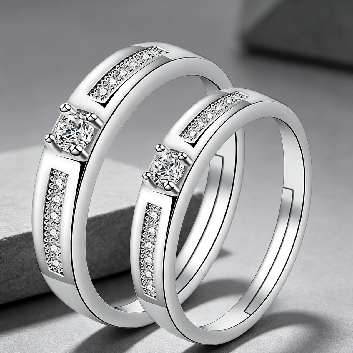 Moissanite Couple Engagement Rings