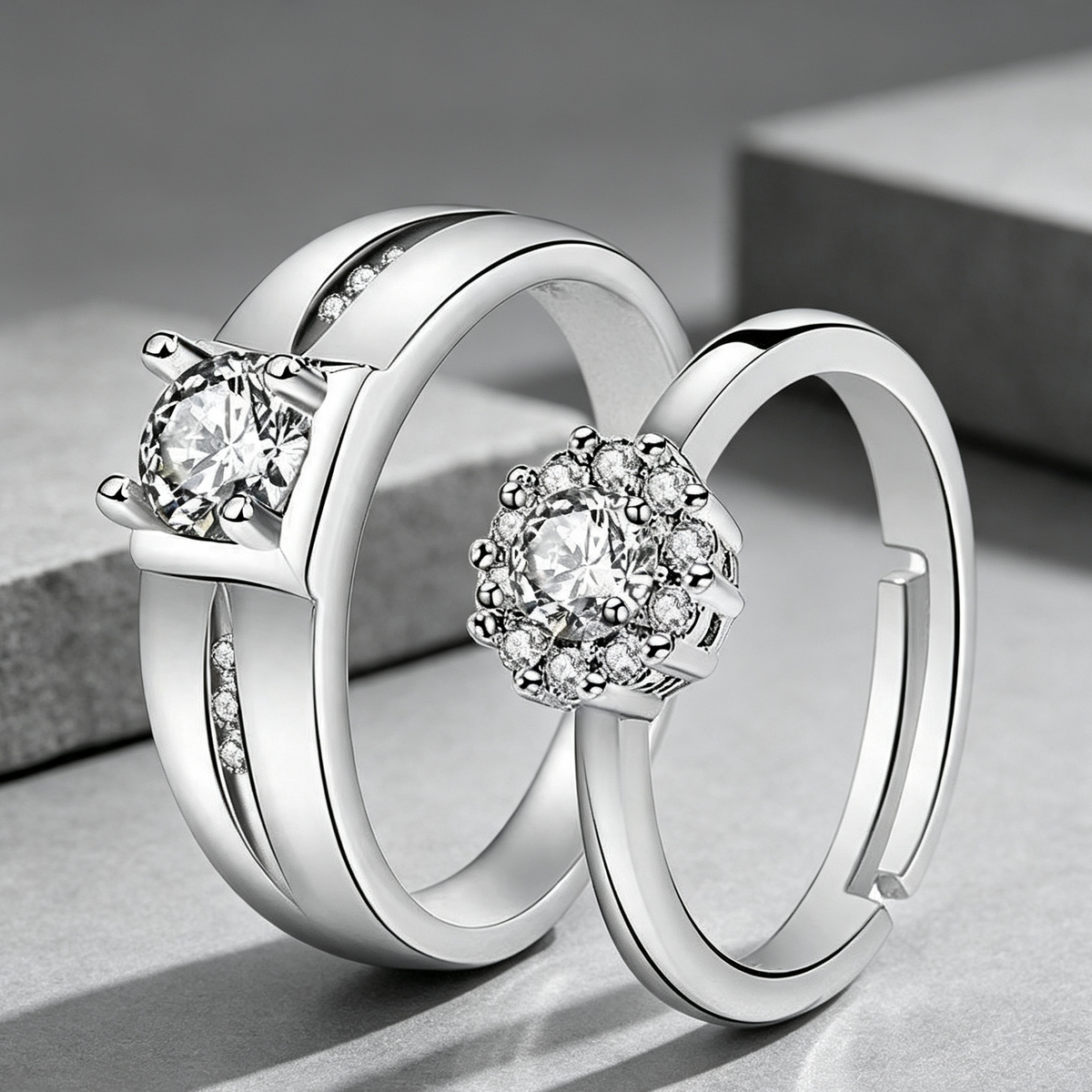 Moissanite Couple Engagement Rings