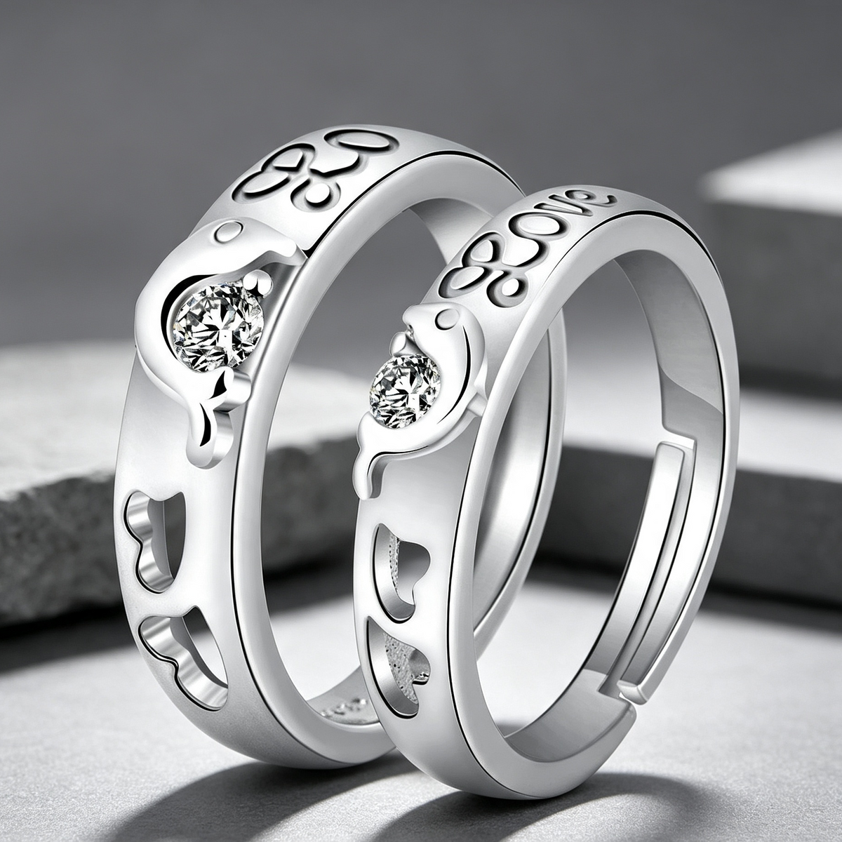 Moissanite Couple Engagement Rings