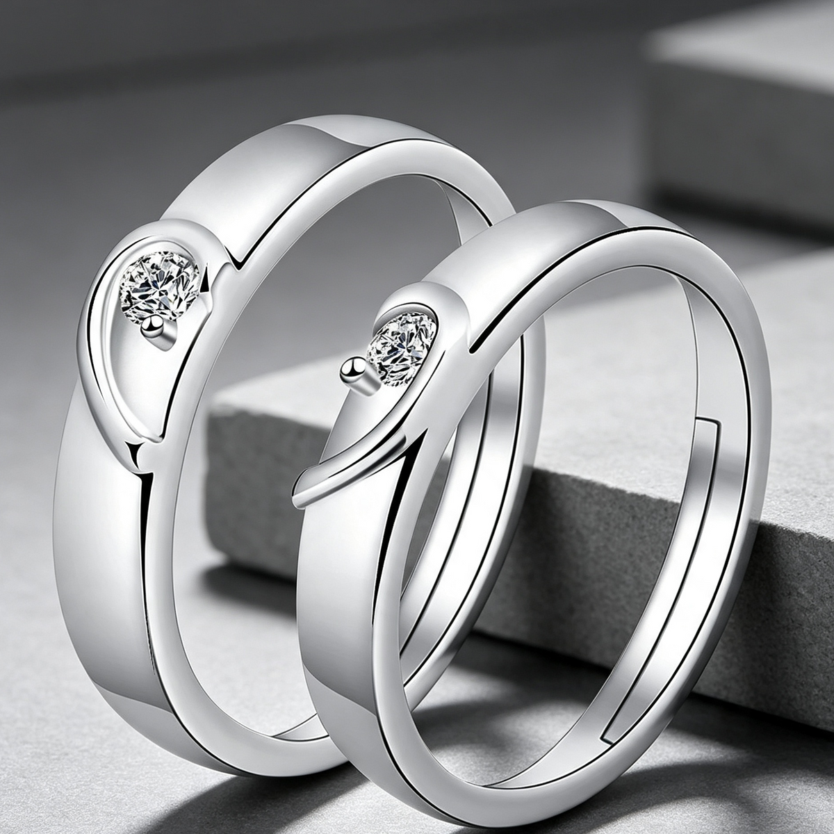 Moissanite Couple Engagement Rings