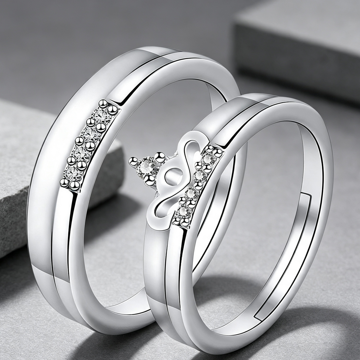 Moissanite Couple Engagement Rings
