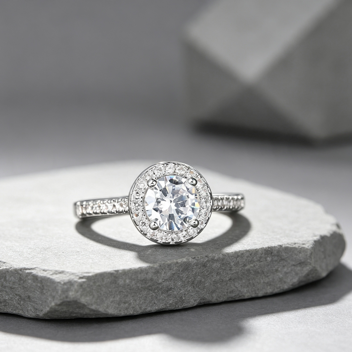 Micro Inlaid AAA Zircon White Gold Diamond Ring