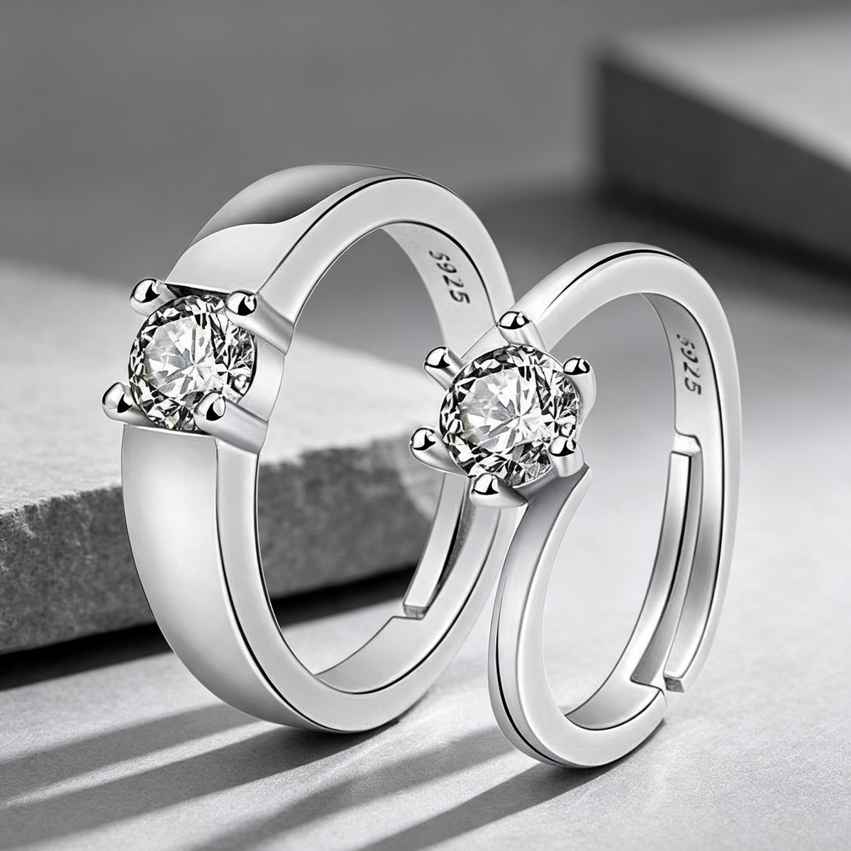 Moissanite Couple Engagement Rings