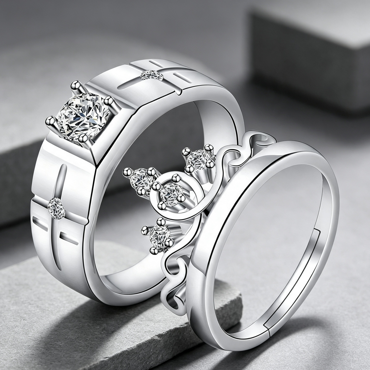 Moissanite Couple Engagement Rings