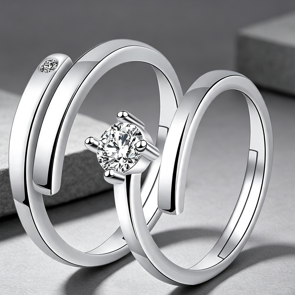 Moissanite Couple Engagement Rings