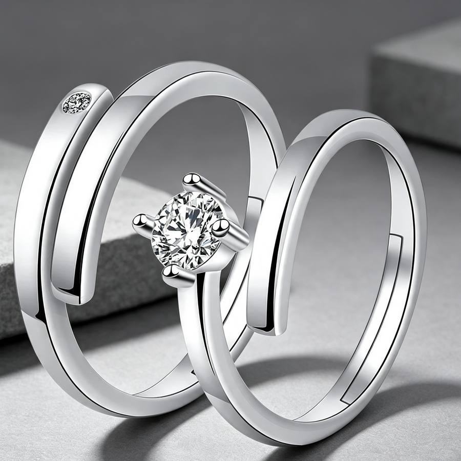 Moissanite Couple Engagement Rings