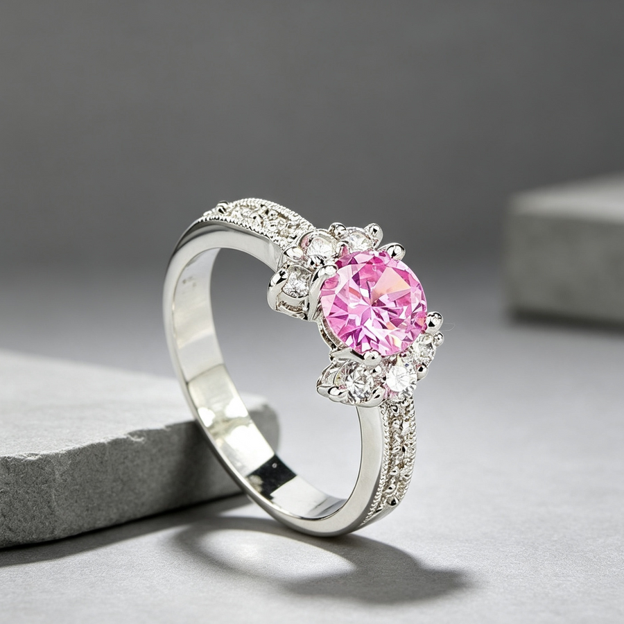 New Hot European And American Princess Ring Champagne Gem Engagement Ring Lady