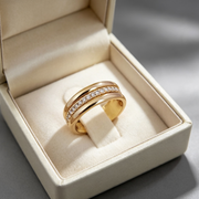Simple Golden Sliver Rhinestones Ring Copper Plated RIngs Fashion Jewellery