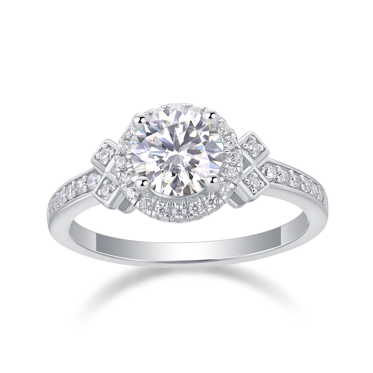 Lighthouse Large Diamond Ring Luxury Fashion Set Moissanite Silver Ring