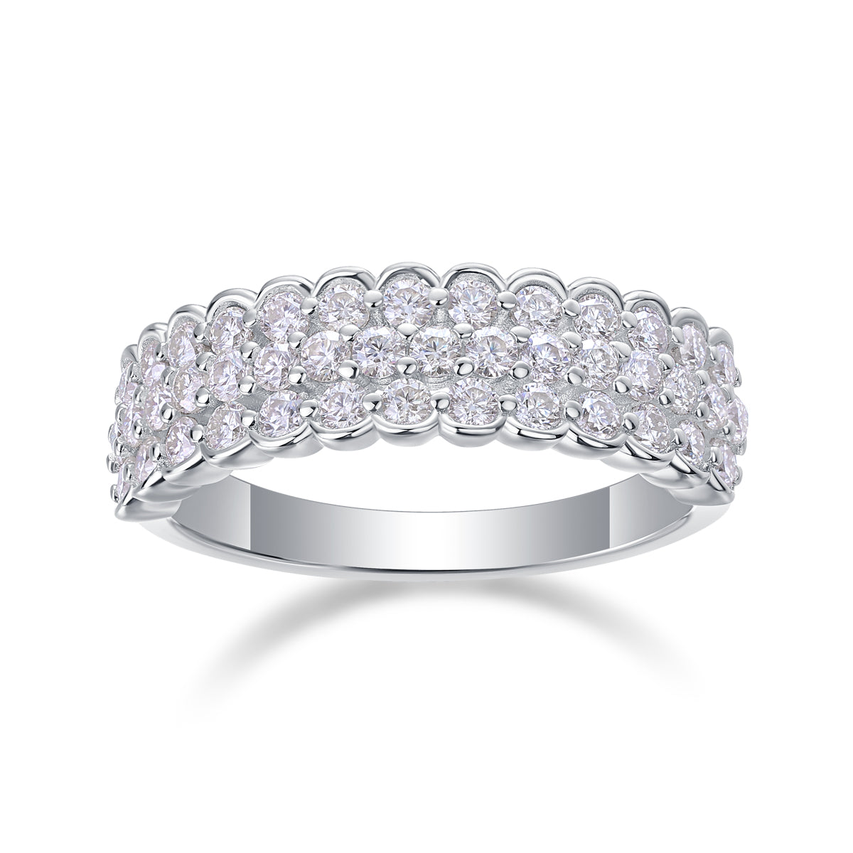 Multi-row Diamond Ring Luxury Fashion Set Moissanite Silver Ring