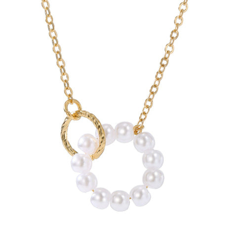 Solara Pearl Wreath Gold Necklace