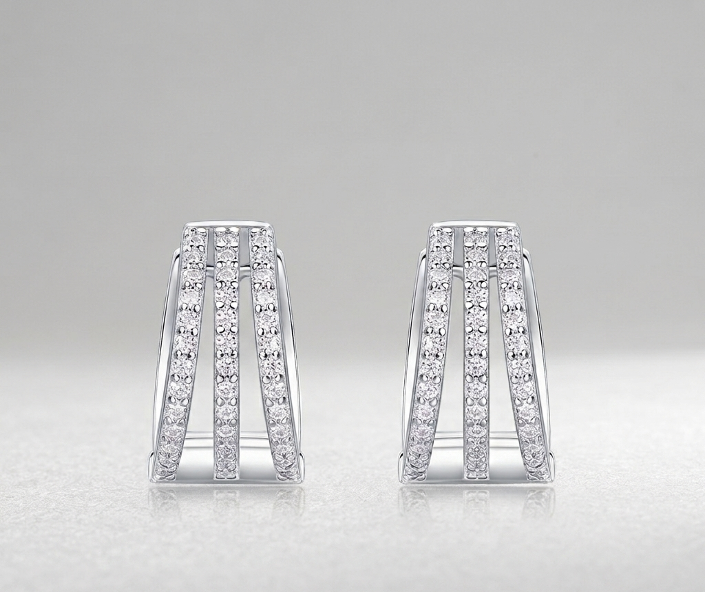 Human March Luxury Fashion Diamond Earrings Stud Inlaid With Mosan Diamond Silver Jewelry