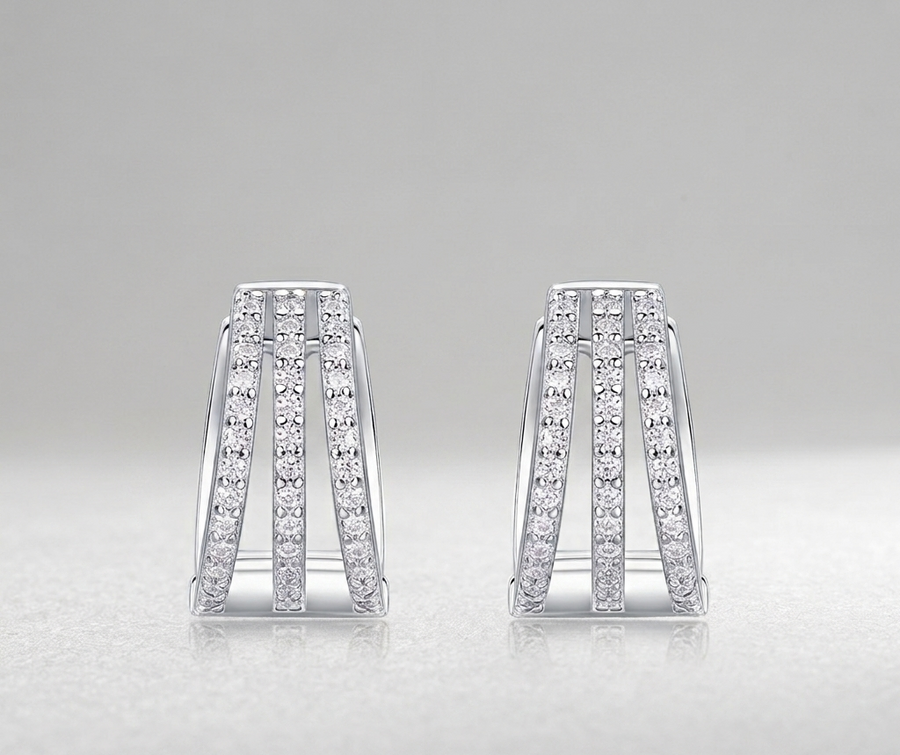 Human March Luxury Fashion Diamond Earrings Stud Inlaid With Mosan Diamond Silver Jewelry