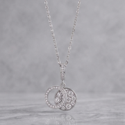 Double Ring Combination - A Fashionable And Luxurious Diamond Jewelry Piece Set With Moissanite S925 Sterling Silver And Platinum-plated Pendant