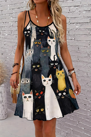Celeste | Cat Print Midi Dress