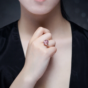 Tourmaline Ring, The European And American Fashion Engagement Ring Female Powder Crystal Inlay Zircon Ring