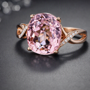 Tourmaline Ring, The European And American Fashion Engagement Ring Female Powder Crystal Inlay Zircon Ring