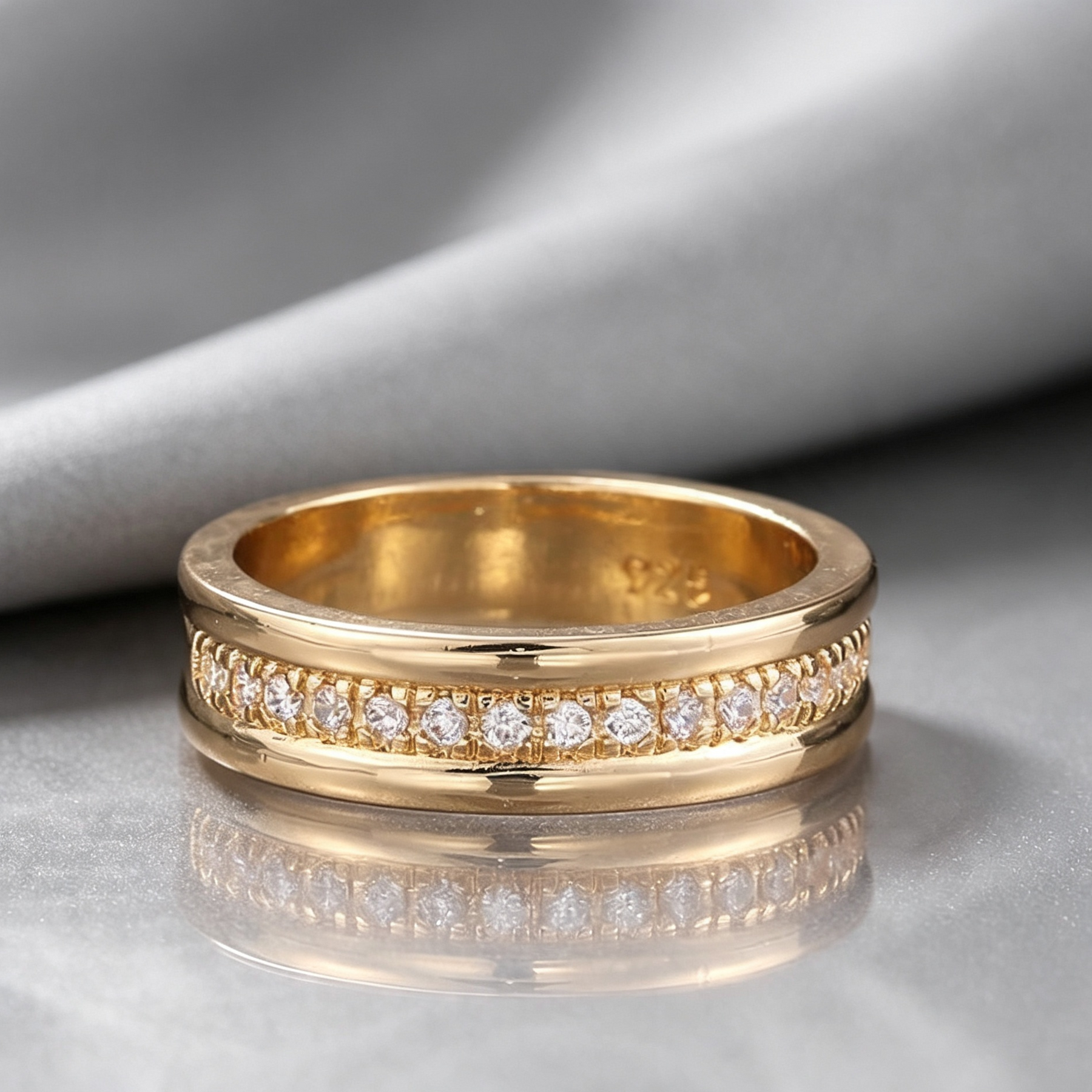 Simple Golden Sliver Rhinestones Ring Copper Plated RIngs Fashion Jewellery