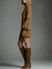 Vintage Loose Turtleneck Mini Dress