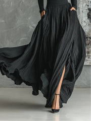 All Black Turtleneck & Pleated Skirt Set