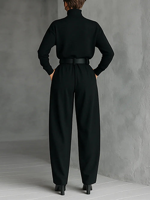 Chic All-Black Two-Piece Set