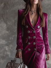 Purple Button-Down Blazer Maxi Dress