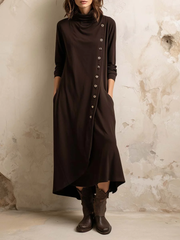 Dark Brown Bohemian Midi Dress