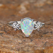 Drop-shaped Inlaid Diamond Flower Ring