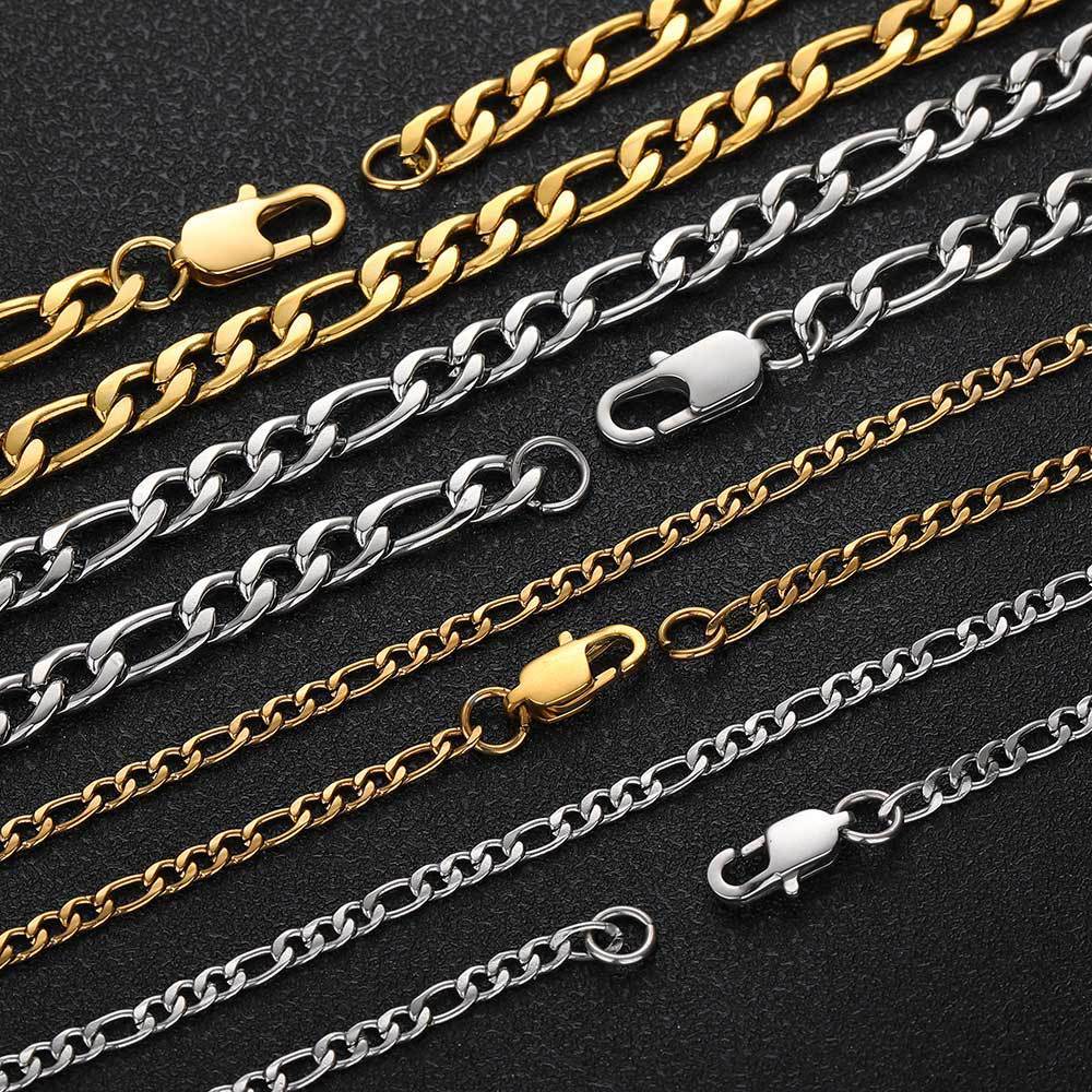 Stainless Steel Figaro Chain Titanium Steel 18K Gold Plating Hip Hop Men's Necklace