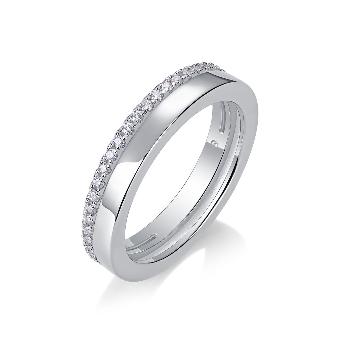 Double Ring Shadow - A Fashionable And Luxurious Jewelry Piece Set With Moissanite S925 Sterling Silver And Platinum-plated Diamond