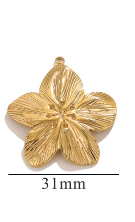 Vintage Gold Stainless Steel DIY Flower Pendant Advanced Design Necklace Earring Pendant