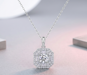 Small Square Bag Luxury Fashion Diamond Pendant Necklace Set With Mosan Diamond Silver Ornaments