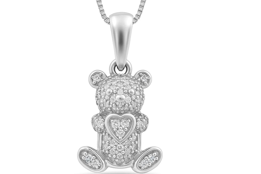 Cute Bear Holding Heart Necklace