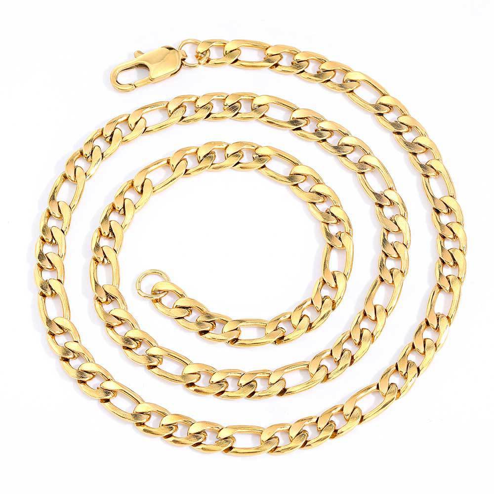 Stainless Steel Figaro Chain Titanium Steel 18K Gold Plating Hip Hop Men's Necklace