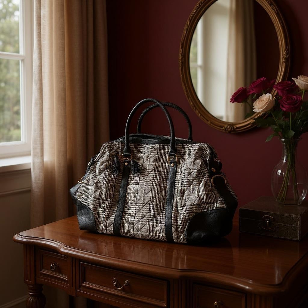 Roomy Black and Grey Purse